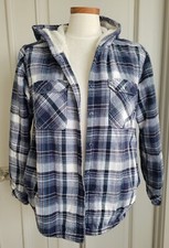 Boston traders Plaid Hooded Shirt faux fur lining sz M