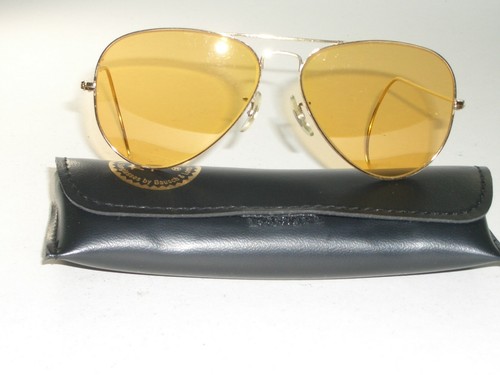 1960s CIRCA 58mm VINTAGE B&L RAY BAN WRAP-AROUNDS AMBERMATIC AVIATOR SUNGLASSES - Picture 4 of 12