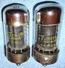 2 Zenith 7C5 Vacuum Tubes - 1950's Vintage 12-Watt Loktal Style Audio Pentodes