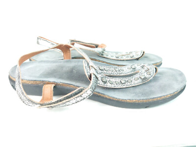 Taos Women's Gray Pewter Flip Flop Sandals Heel Strappy Size 38 US 7 - 7.5 