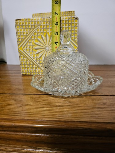 Vintage 1970's Avon Covered Butter Dish by FOSTORIA WITH ORIGINAL BOX - Picture 8 of 9