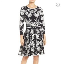 Eliza J Sweater Dress Fit & Flare Reversible Knit Stretch Size M