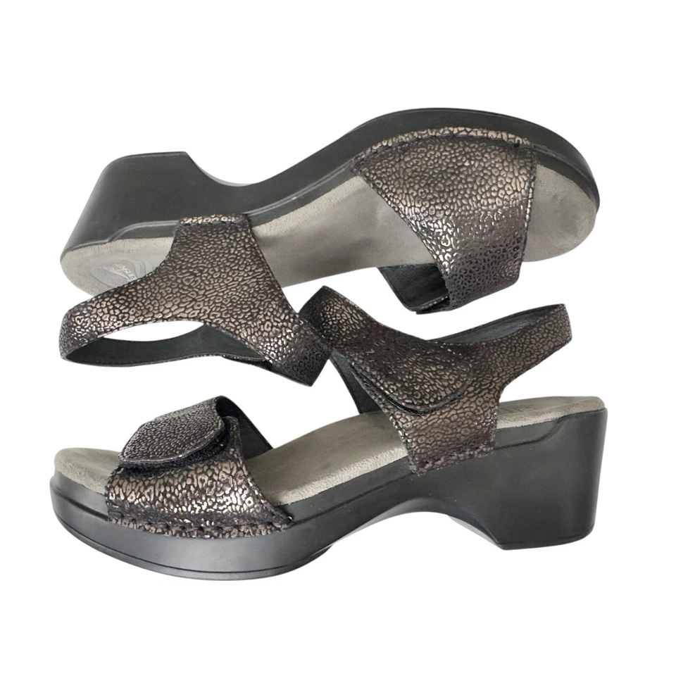 Sandalias Dansko Sonnet para mujer 41 10,5 EE. UU. negras brillantes correas de cuero con cordones Foto 3 de 4