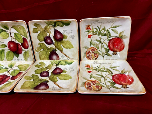 Certified International Susan Winget Set Of 8 Square Snack Plates 6" - Picture 3 of 4