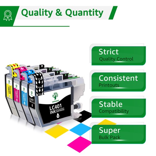 2x LC401 Black Ink Cartridge replacement for Brother MFC-J1012DW MFC-J1170DW - 第 4/5 張圖片