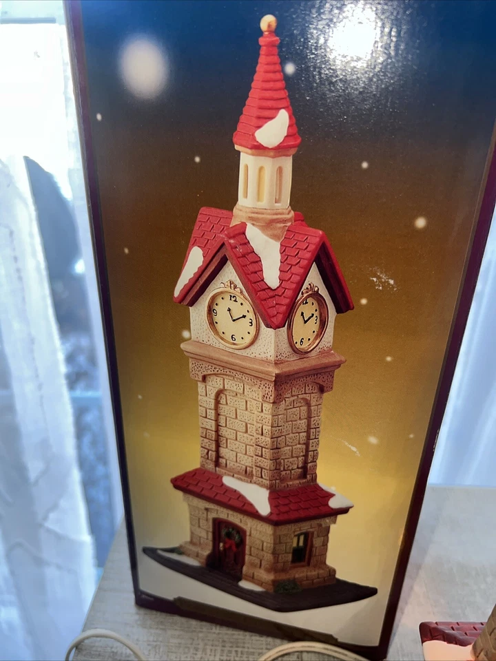 Banco de Trabajo de Papá Noel TORRE DE RELOJ DE PORCELANA 11 Pulgadas De Colección 2001 Foto 3 de 4