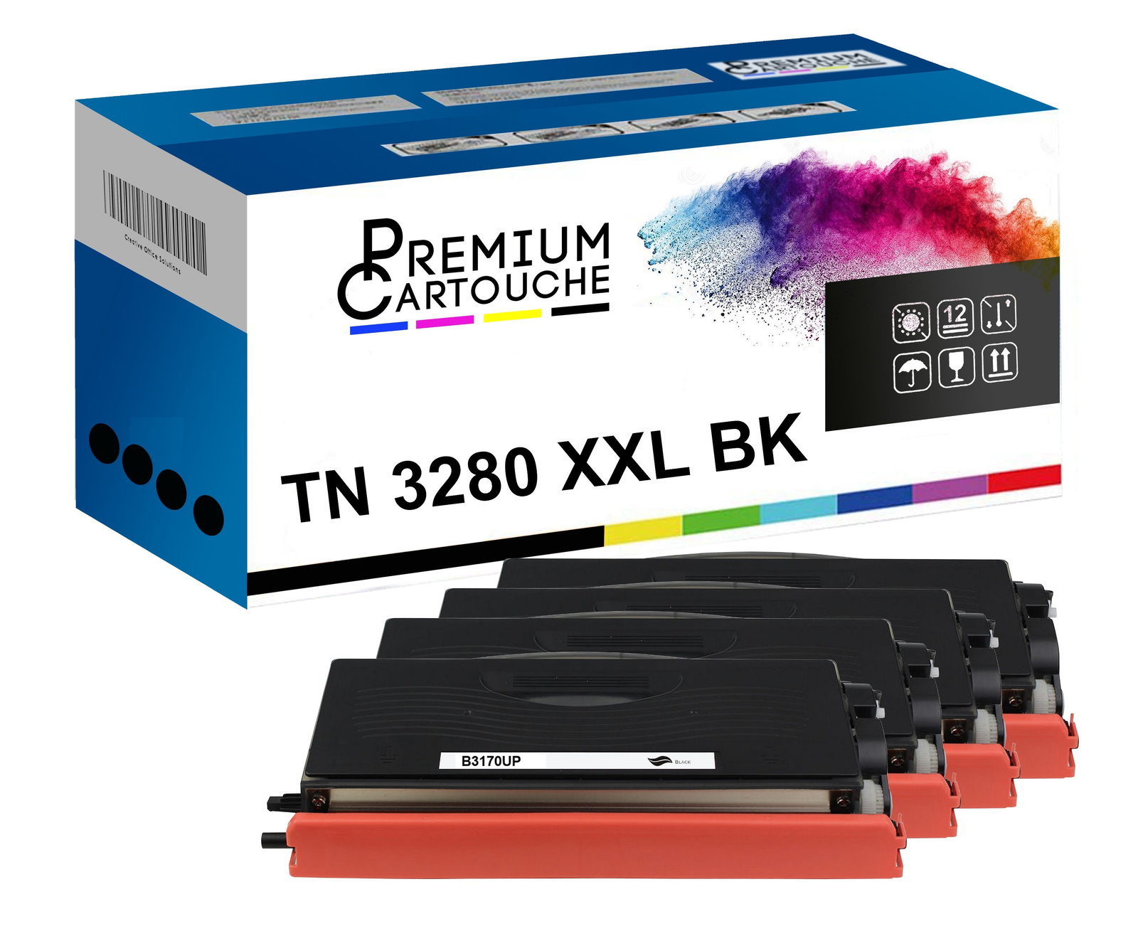 Cartouche TN-3280XL Noir Premium Pack de 4 Toners pour Imprimante Brother HL-5340D