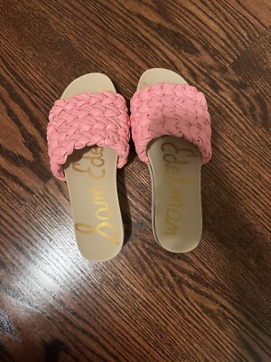 Sam Edelman Ainslie Cactus Flower Open Round Toe Braid Straps Flat Slide Sandals
