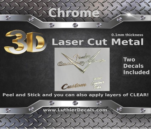 Fender Custom Shop Guitar Decal 3d metal Headstock Restoration Sticker Logo m16b