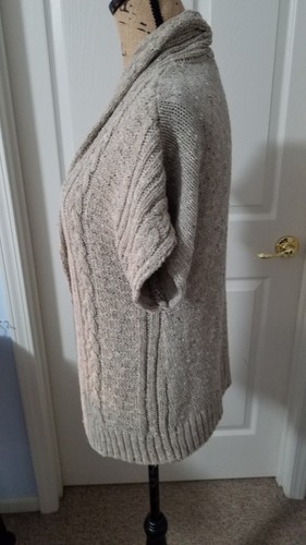 Christopher & Banks Woman's Tan Open Front Short Sleeve Sweater, Size Small - Picture 5 of 7