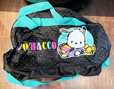 VTG Sanrio Pochacco Mini Kids Duffel Bag Black Neon Zipper 1990s 1994 16" x 12"