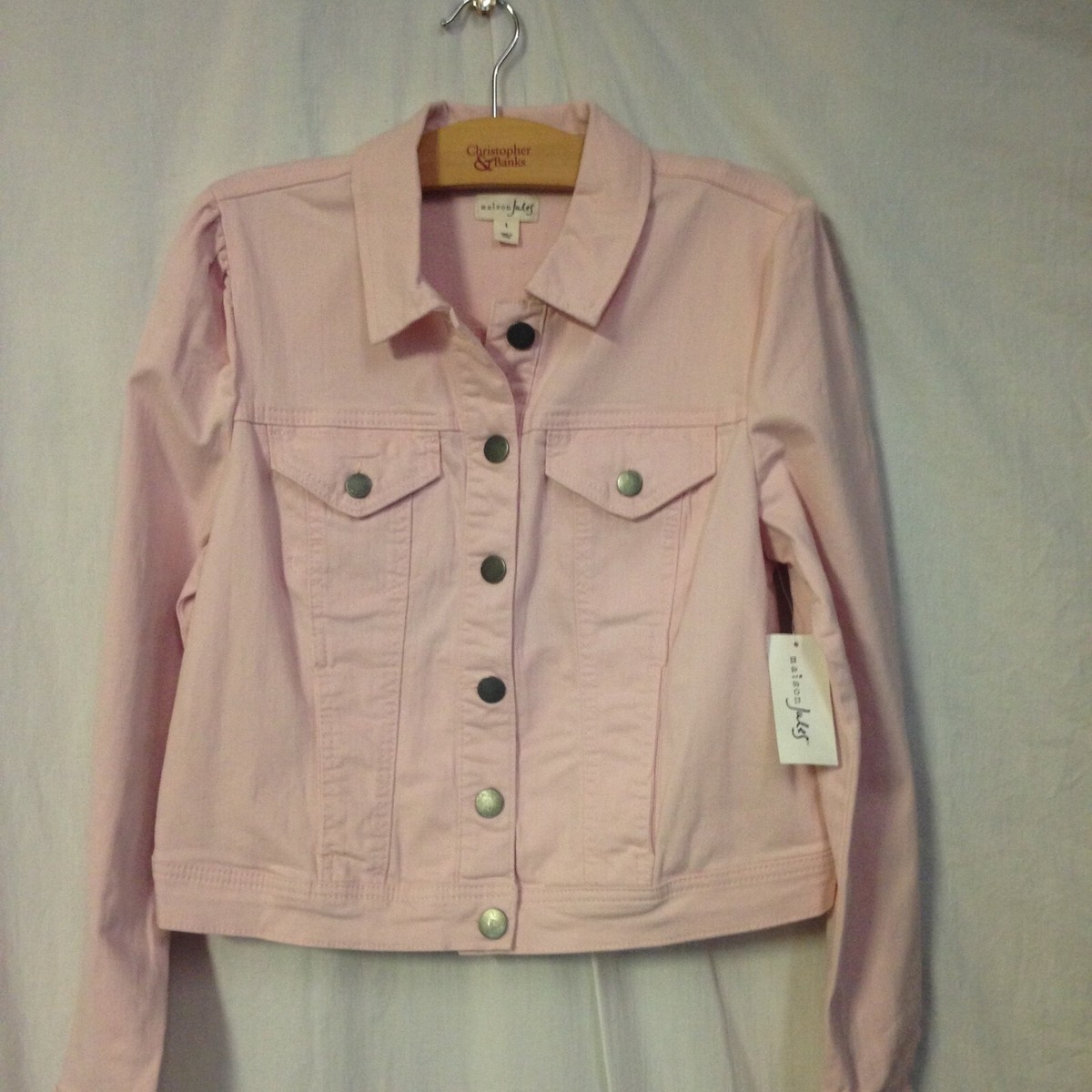 MAISON JULES PUFF SLEEVE DENIM Jacket PINK UK