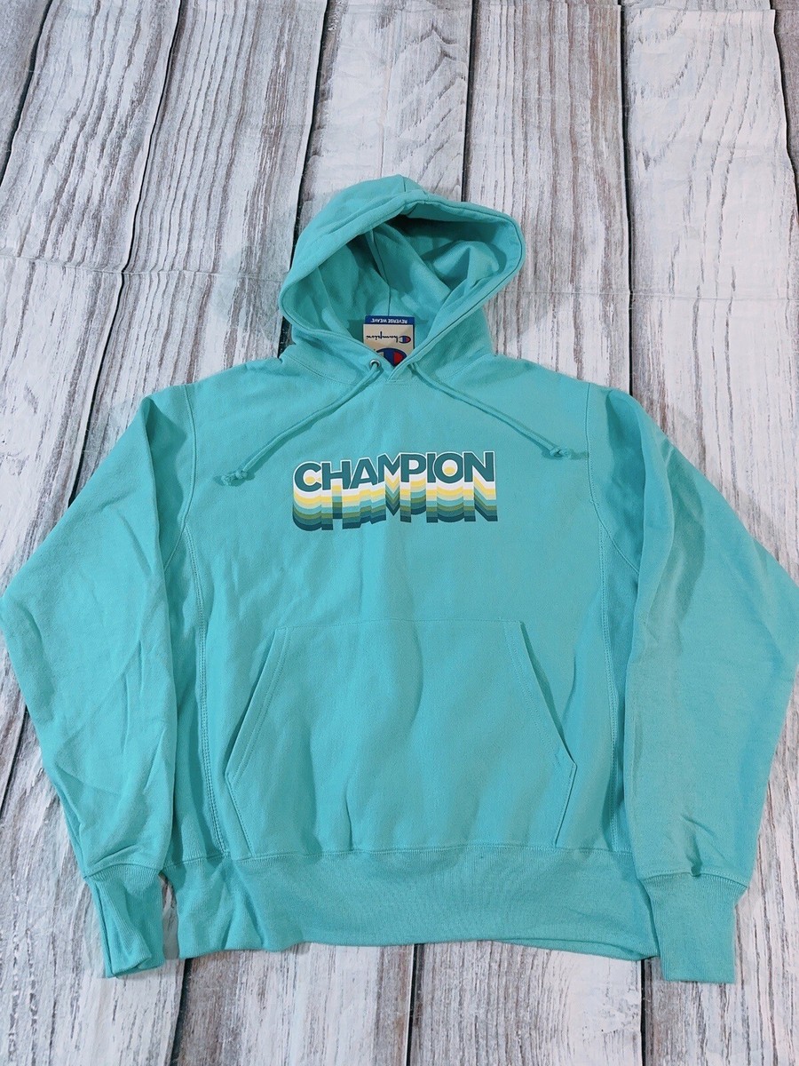 Champion Men SZ Medium Reverse Weave Light Blue color Hoodie NWT