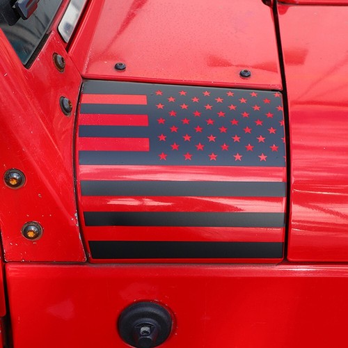 for Jeep Wrangler JK 2007-17 PVC Side Hood Body Armor Cowl Sticker Decal US Flag - Foto 7 di 14