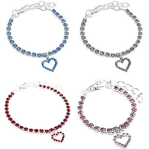 Dogs Kingdom Pet Dog Cat Rhinestones Necklace Fashion Puppy S:8-10" neck White - Picture 2 of 2