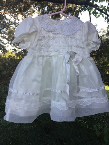 Vintage J Q JOE Smocked Sheer Cover LOVE & BEAUTY Lace Dress Sz 18 Mths 👚tb18 - Picture 5 of 12