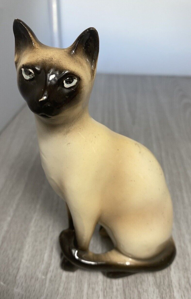 Vintage Siamese Cat Porcelain Japan  Figurine