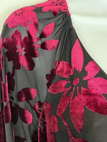 Vestido Taylor Para Mujer Negro Rojo Terciopelo Floral Burnout Manga 3/4 Talla 12 - Imagen 5 de 12