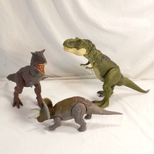 Jurassic World 19" T-rex Carnotosaurus & Stegosaurus Lot w Sound/Attack Hasbro