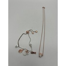 Disney's Minnie Mouse Rose Gold over Silver Necklace With Crystal Accent and Two