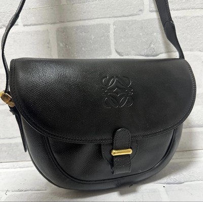 Authentic Loewe anagram Black Small Saddle Shoulder Bag