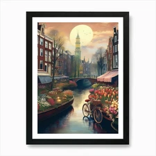 Amsterdam Flower Market Print, Mati Framed Wall Art Poster Canvas Print Picture