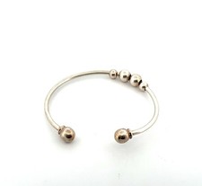 7  925 Sterling Silver Beaded Cuff Bracelet 12g