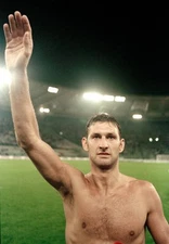 Tony Adams of England celebrates qualification for the 1998 FIFA W- Old Photo