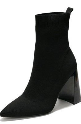 Size 7 Cape Robbin Pointed Toe Booties Women Heels - Dressy Sock Boots Box S