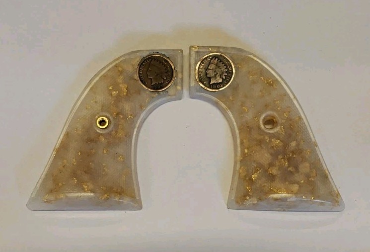 Pietta 1851 new style, 1873 grips 2 piece Pearl With Gold Leaf +