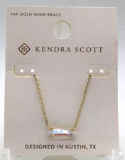 Kendra Scott Indie Pendant Necklace 14K Gold Over Brass Dichroic Glass New