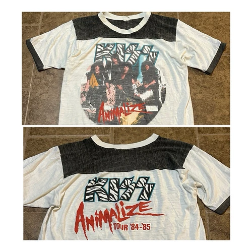 KISS ANIMALIZE TOUR Shirt -85 Tour Band Tee Conc 1980s vintage concert t-shirt, vintage, size XL, single stitch, B+ condition