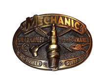VINTAGE GREAT AMERICAN BUCKLE CO MECHANIC BRASS BELT BUCKLE 1982 USA MADE H853