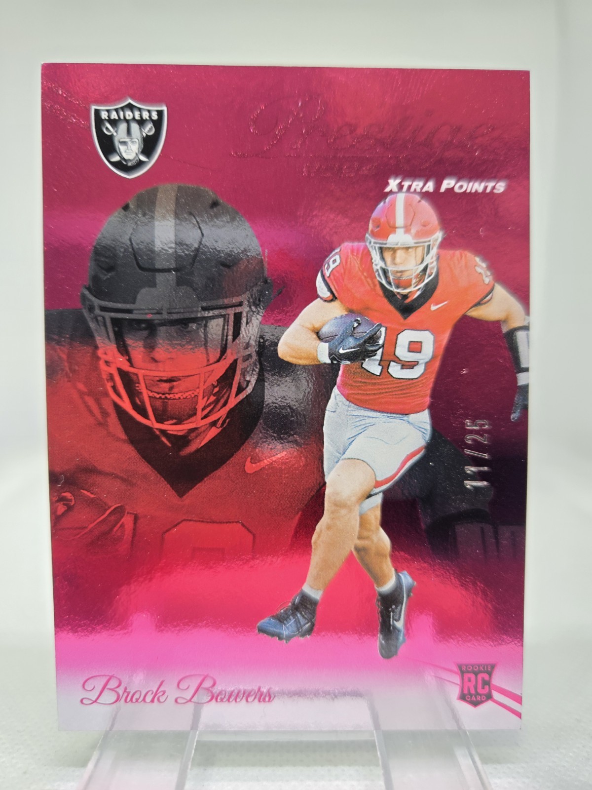 2024 Prestige Brock Bowers RC 11/25 Xtra Points Pink Foil #305 Las Vegas Raiders