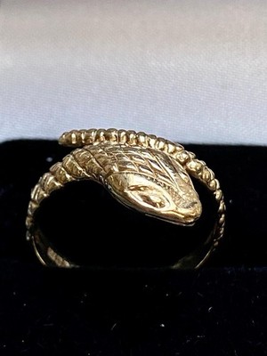 Vintage Ring 9 kt 375 Gelbgold gewickelt Schlange Größe Q 2,4 g verpackt sehr detailliert