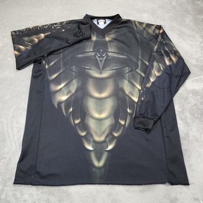 Raven Paintball Jersey Shirt Large Made in USA Long Sleeve V-Neck Rare 