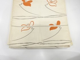 7760331: JAPANESE KIMONO / ANTIQUE FUKURO OBI / SILK / WOVEN FLOWER