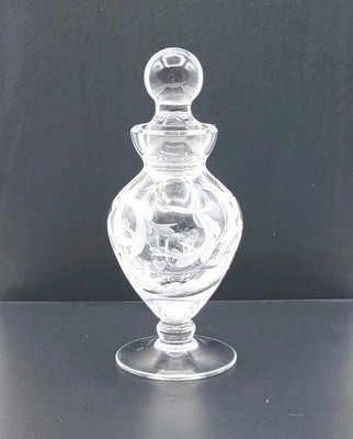 Marquis By Waterford 'Yours Truly' Perfume Bottle Crystal Etched Hearts & Leaves