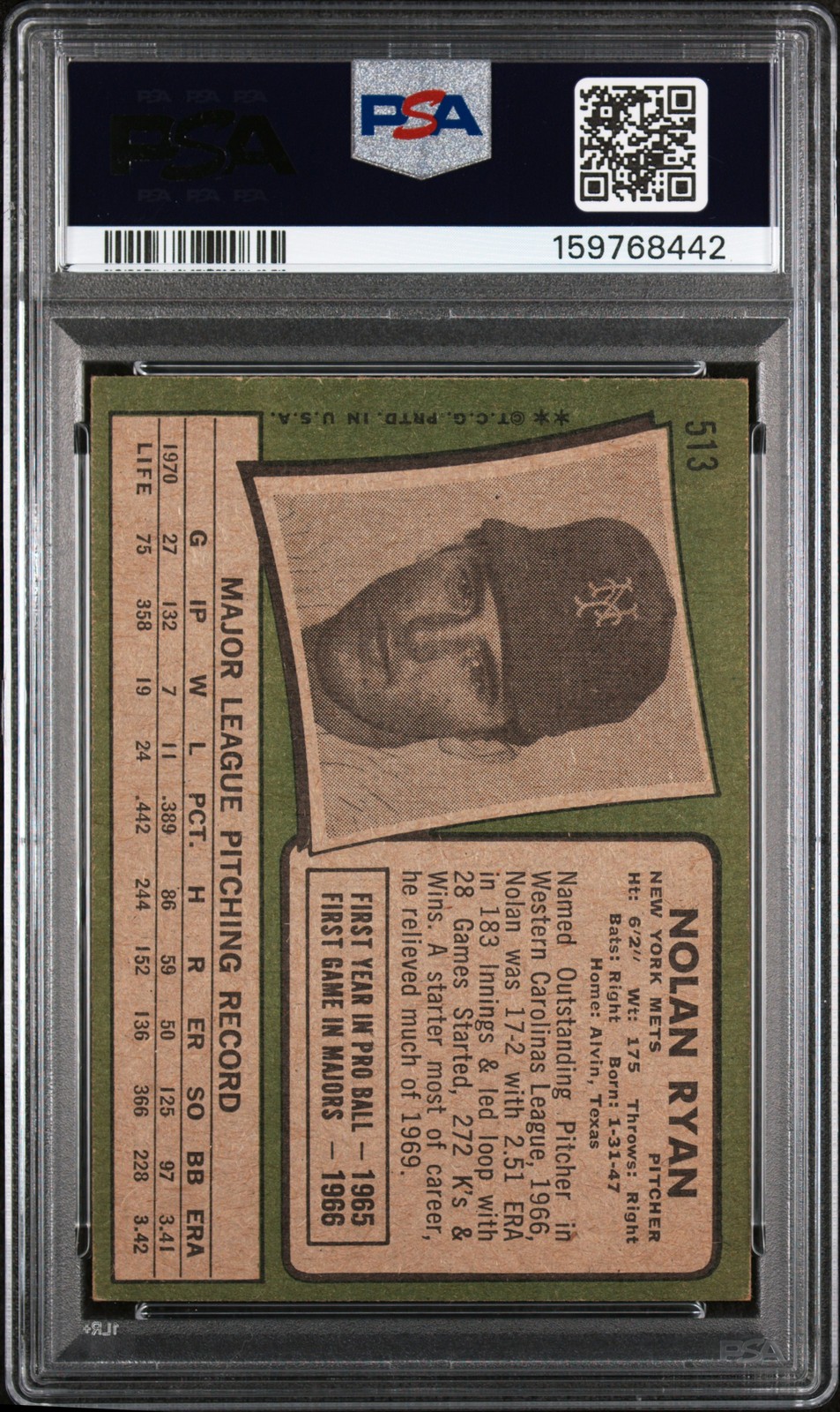 1971 Topps 513 Nolan Ryan PSA 5 159768442 view 2