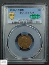 1909 S VDB Lincoln Wheat Copper Cent 1C PCGS VF 20 CAC