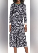 Eliza J Womens Navy Blue White Green Floral Wide Leg One-Piece Jumpsuit Size 8