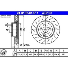 Bremsscheibe ATE 24.0132-0137.1 (2 Stk.) für Mercedes-Benz S