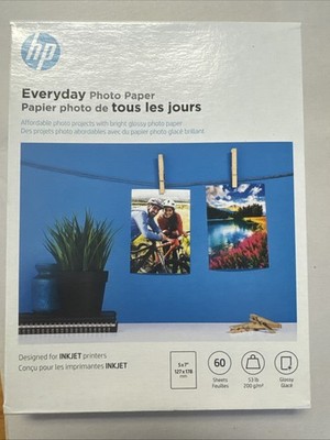 NEW HP Everyday Photo Paper 5x7 Glossy 60 Sheets Sealed in Original Packaging