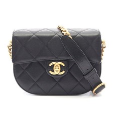 Chanel Leather Shoulder Bag Women Black One Size 679555