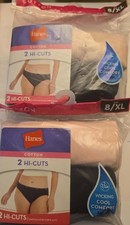 Hanes Women's 100 Cotton Hi-Cuts 2 Pack Lot of 2 - Total of 4 Size 8