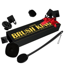 Silicone Body Scrubber Set, Includes Back Scrubbers, Face D, Black