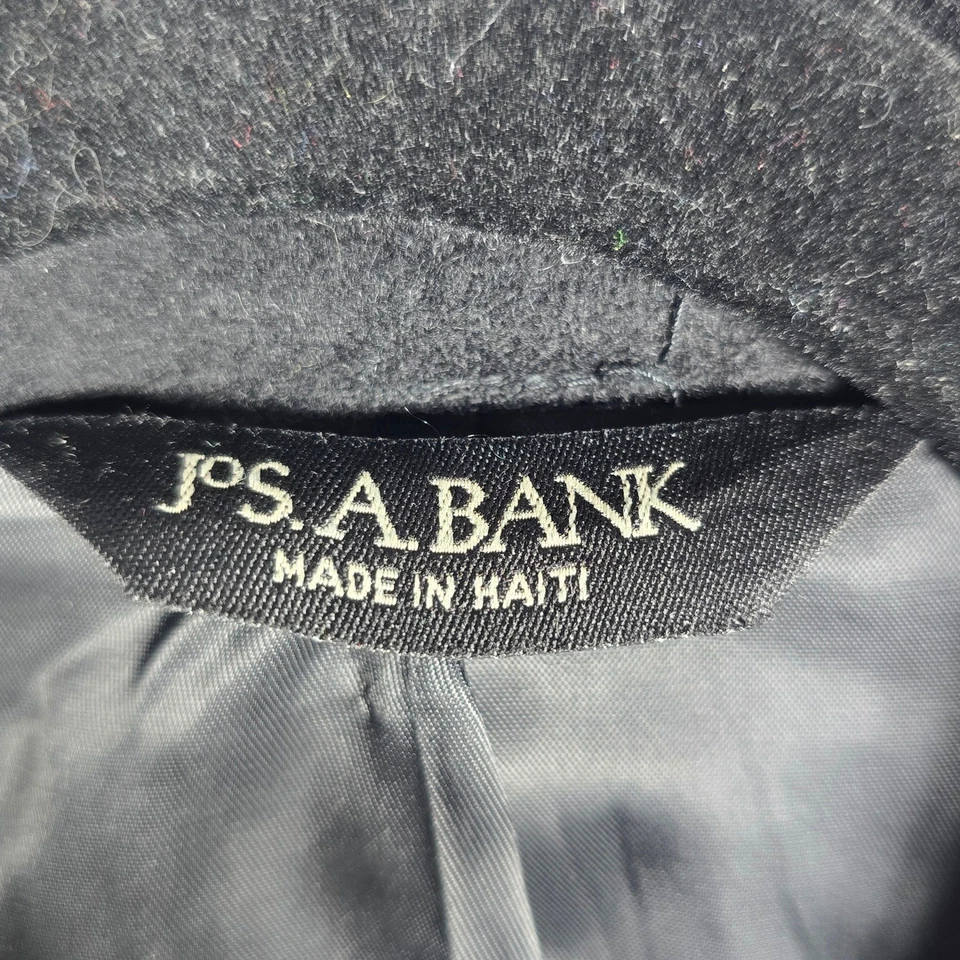 Jos A Bank Overcoat Men 42R Black 100% Cashmere Topcoat Classic Casual Outwear - Image 4 of 4