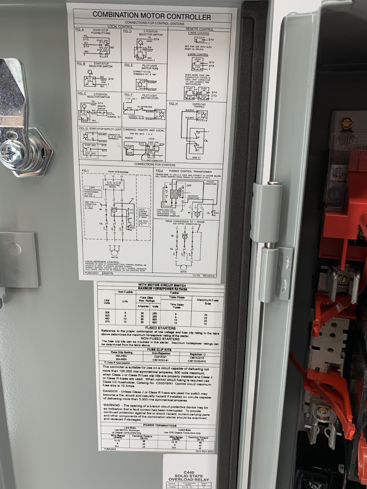 Eaton ECN1811CHC Freedom Non-Reversing Combination Starter NEMA 1 30A 460V/60 Hz
