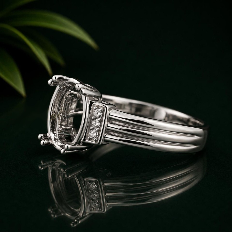 Semi Mount Ring 7X9 MM Oval Cut Ring Blank Stone Moissanite Setting ...