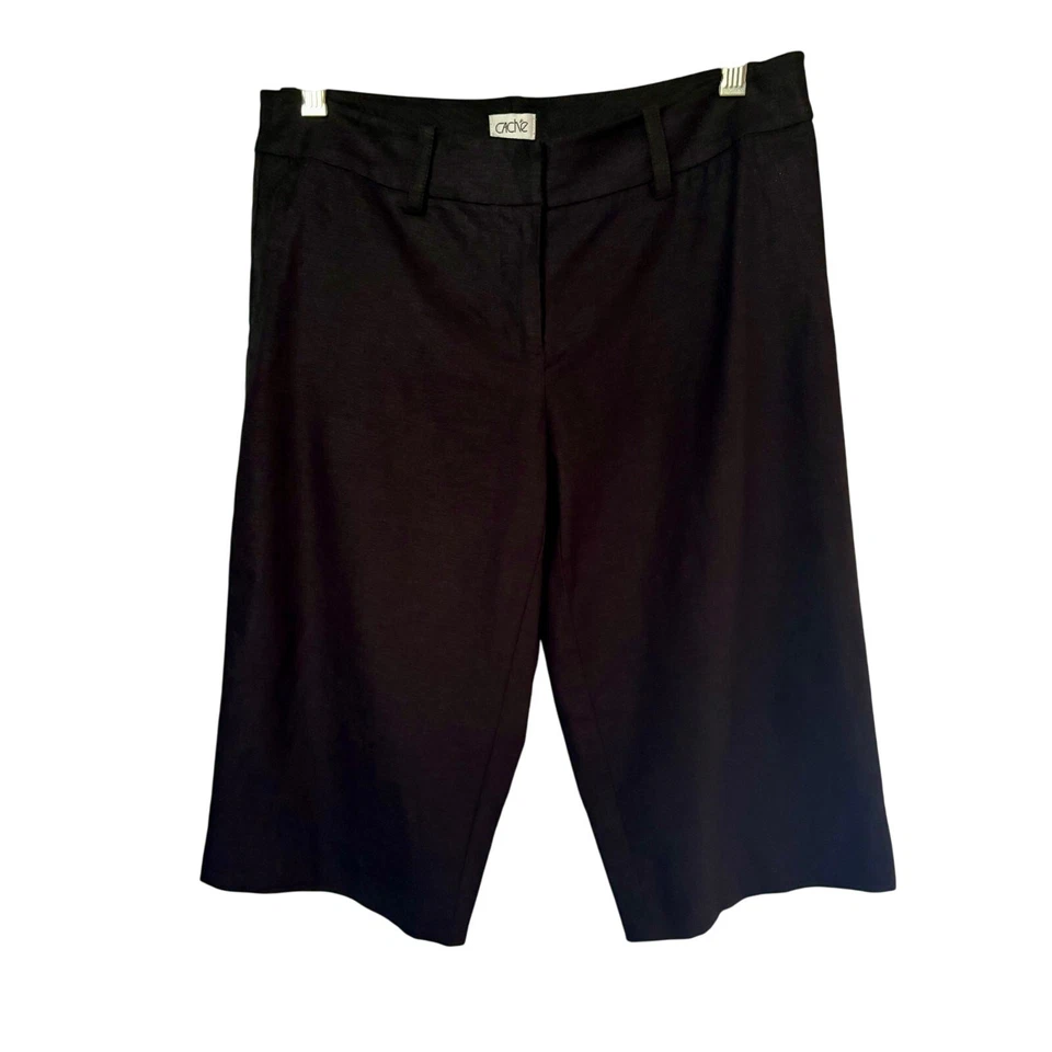 Pantalón Corto Ciudad Cache Negro Elástico Mezcla Lino Bermudas Caminar $88 Nuevo con Etiquetas Foto 2 de 3